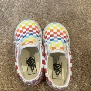 Vans Kids Colorful Checkered Slip-On Sneakers